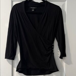 White House Black Market Elegant Black Wrap Top